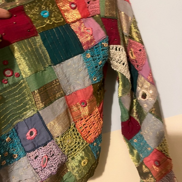 Boho Patchwork Embroidered Jacket - Multicolor - Picture 3 of 7